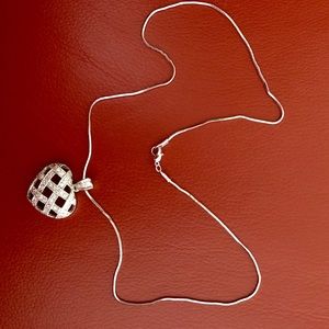 Silver heart necklace with pave’ cz’s